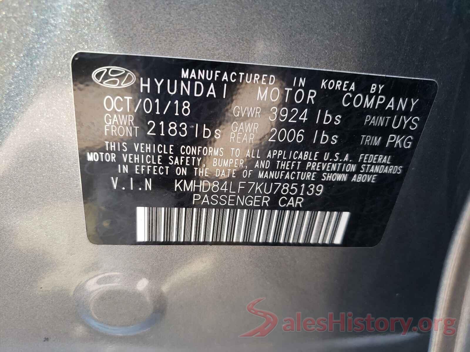 KMHD84LF7KU785139 2019 HYUNDAI ELANTRA