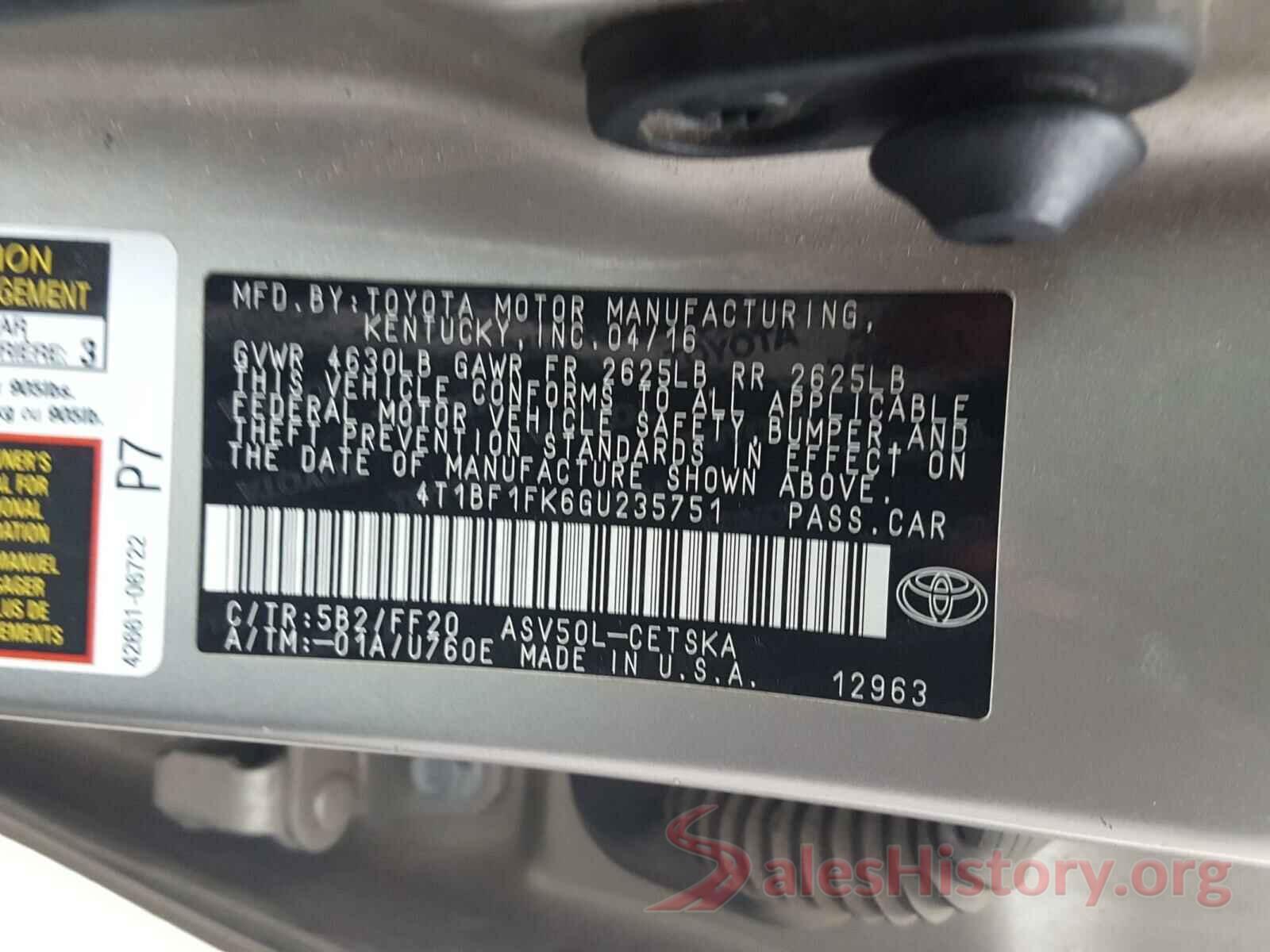 4T1BF1FK6GU235751 2016 TOYOTA CAMRY