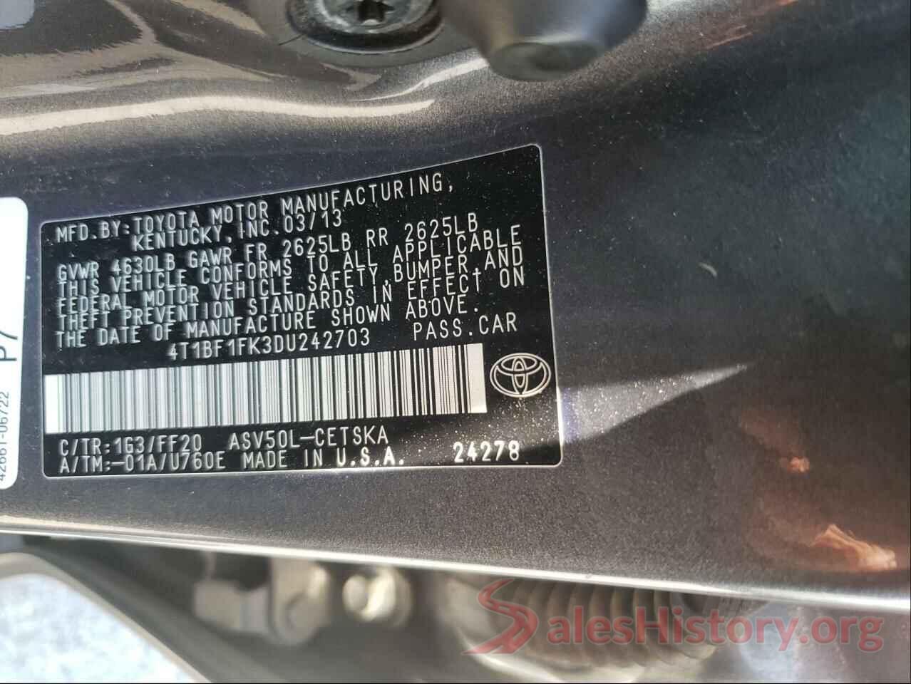 4T1BF1FK3DU242703 2013 TOYOTA CAMRY