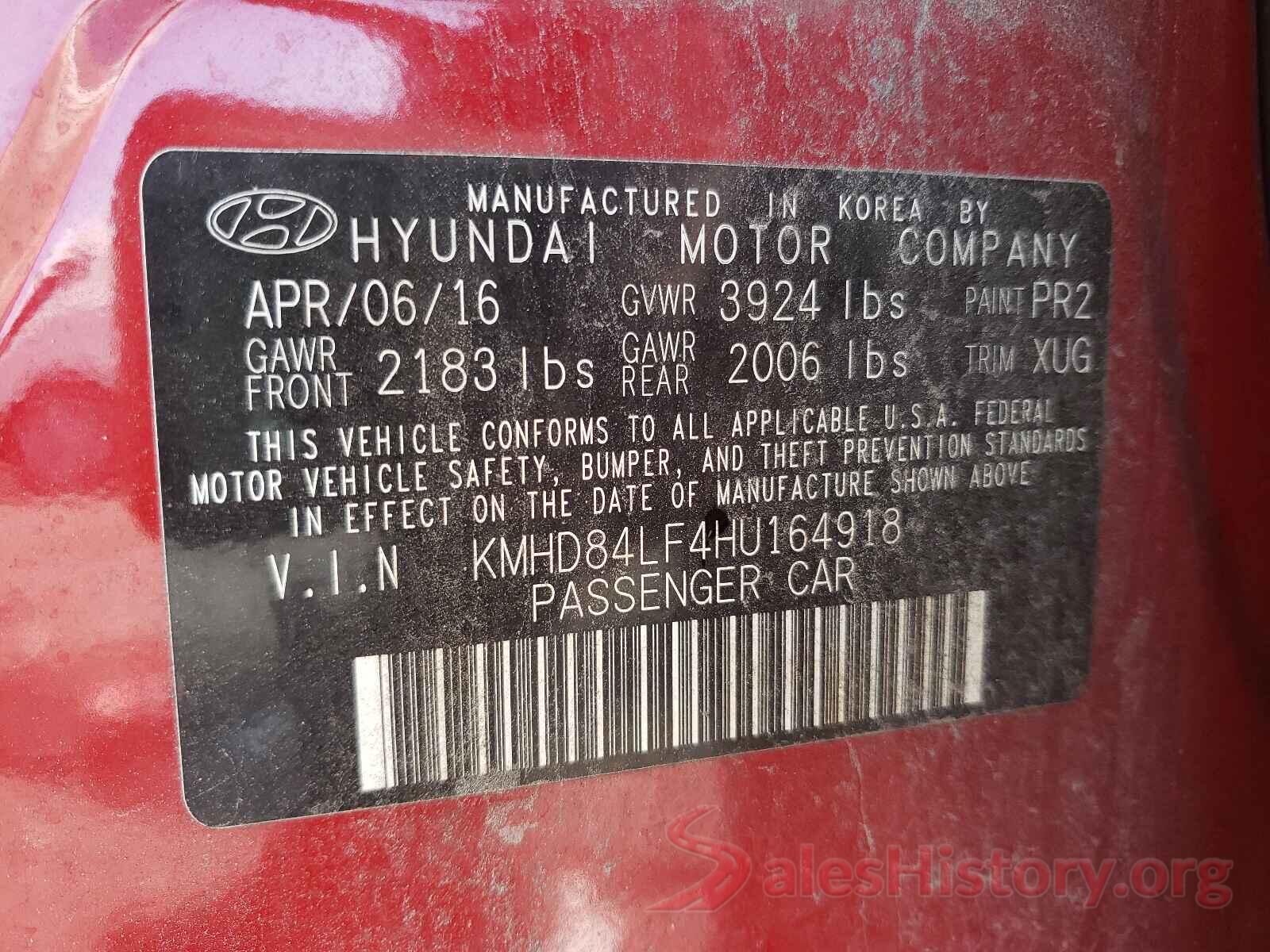 KMHD84LF4HU164918 2017 HYUNDAI ELANTRA