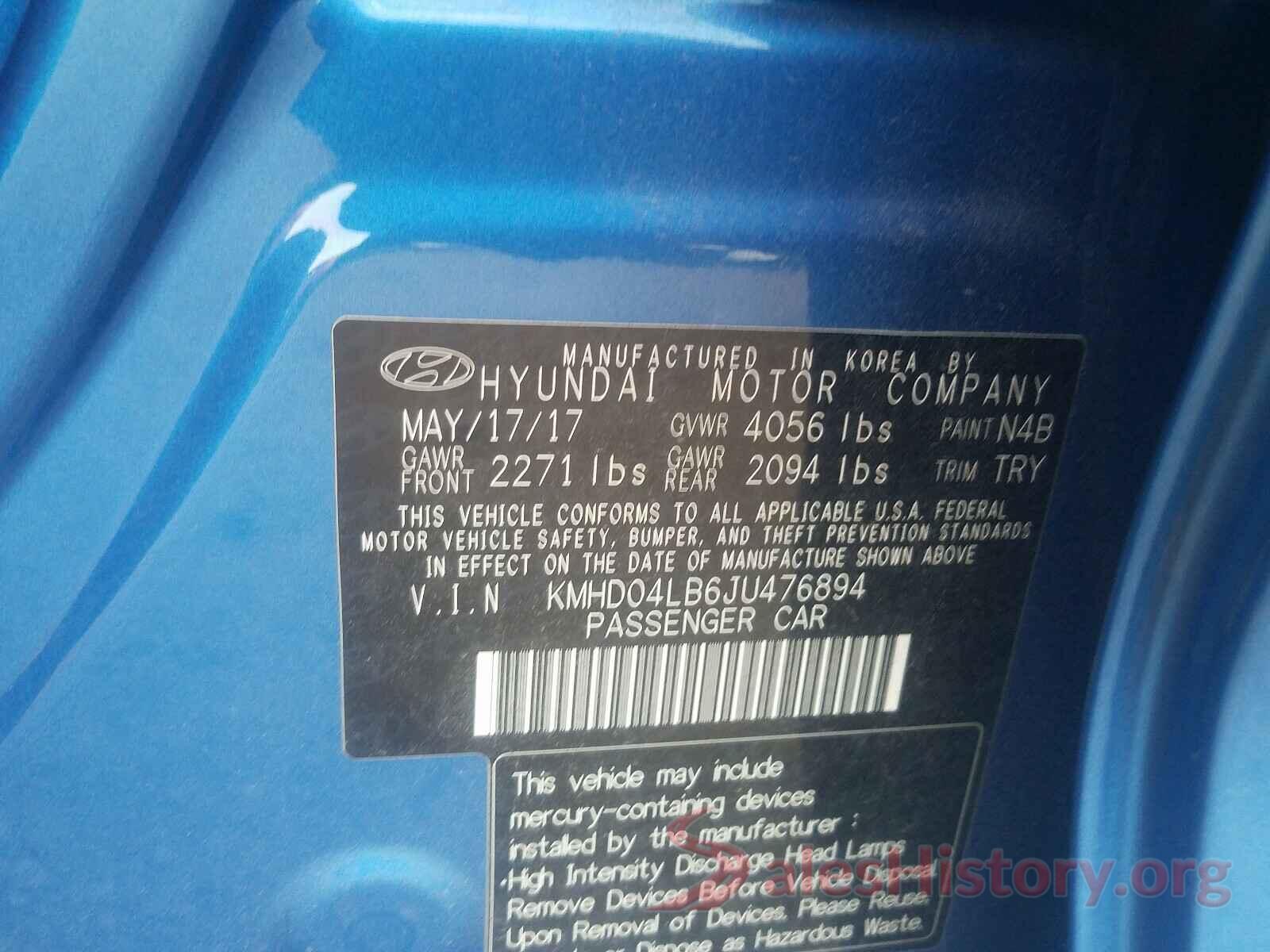 KMHD04LB6JU476894 2018 HYUNDAI ELANTRA