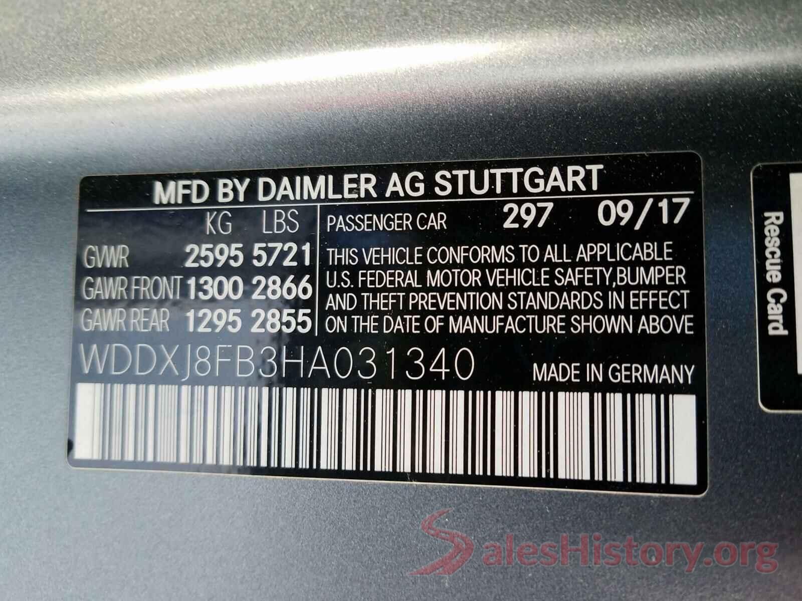 WDDXJ8FB3HA031340 2017 MERCEDES-BENZ S CLASS