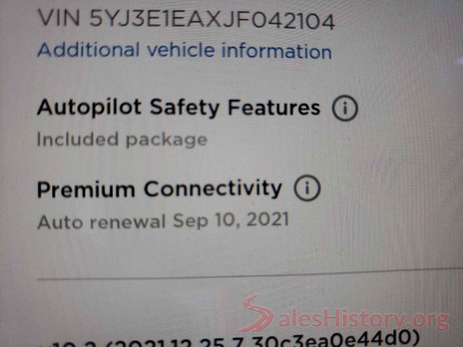 5YJ3E1EAXJF042104 2018 TESLA MODEL 3