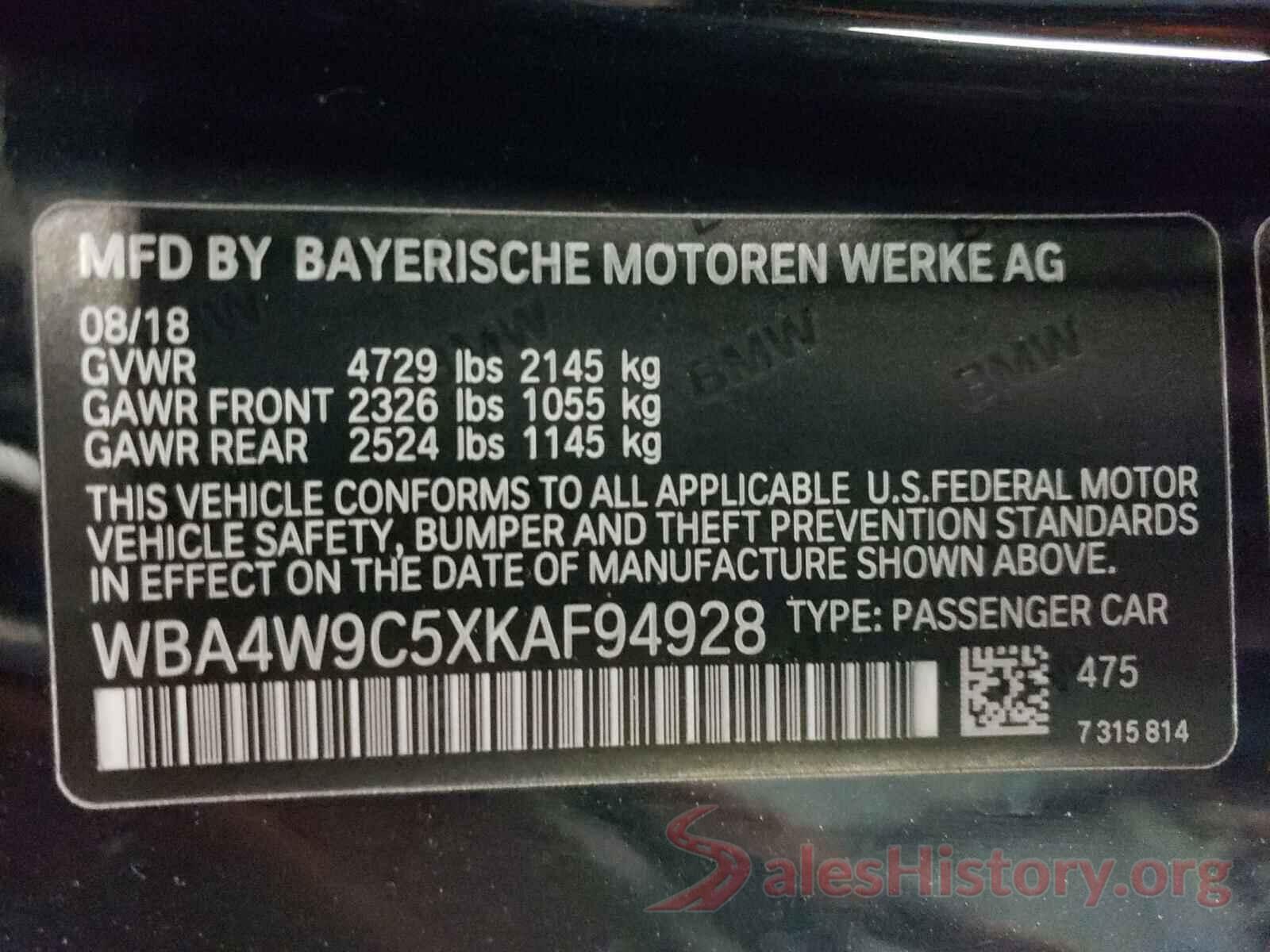 WBA4W9C5XKAF94928 2019 BMW 4 SERIES