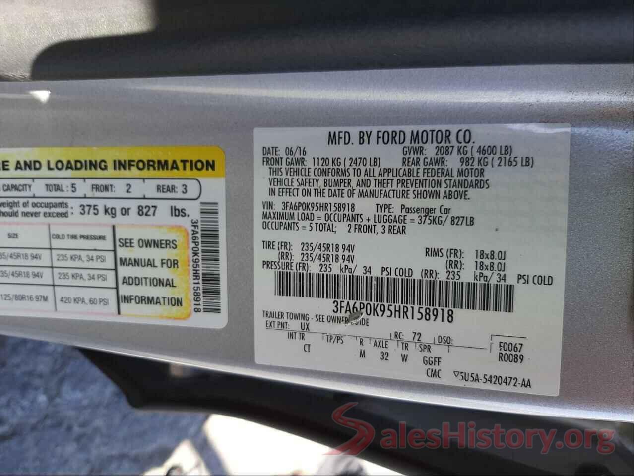 3FA6P0K95HR158918 2017 FORD FUSION