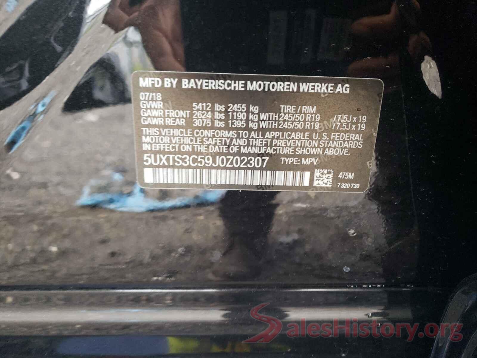 5UXTS3C59J0Z02307 2018 BMW X3