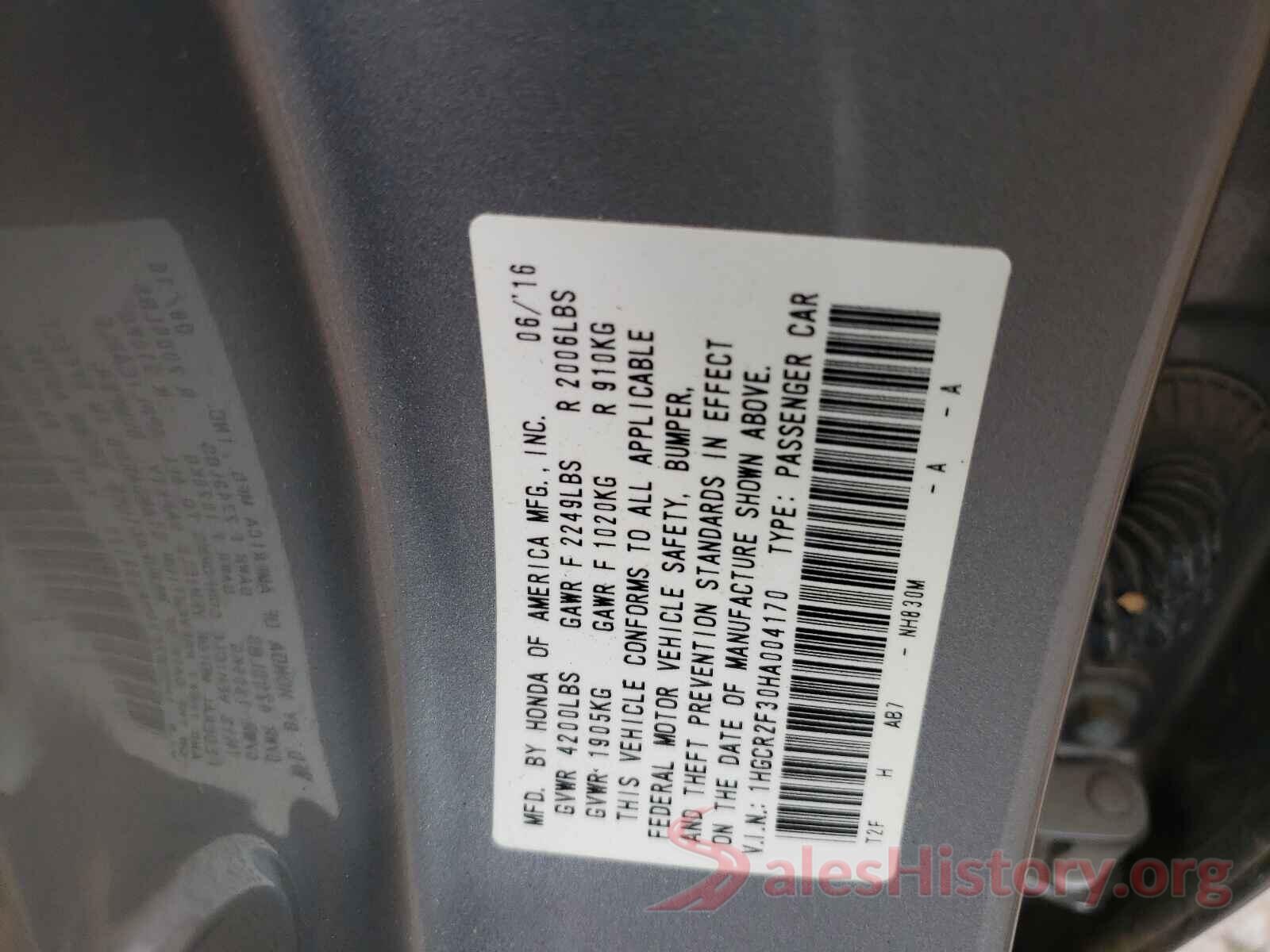 1HGCR2F30HA004170 2017 HONDA ACCORD