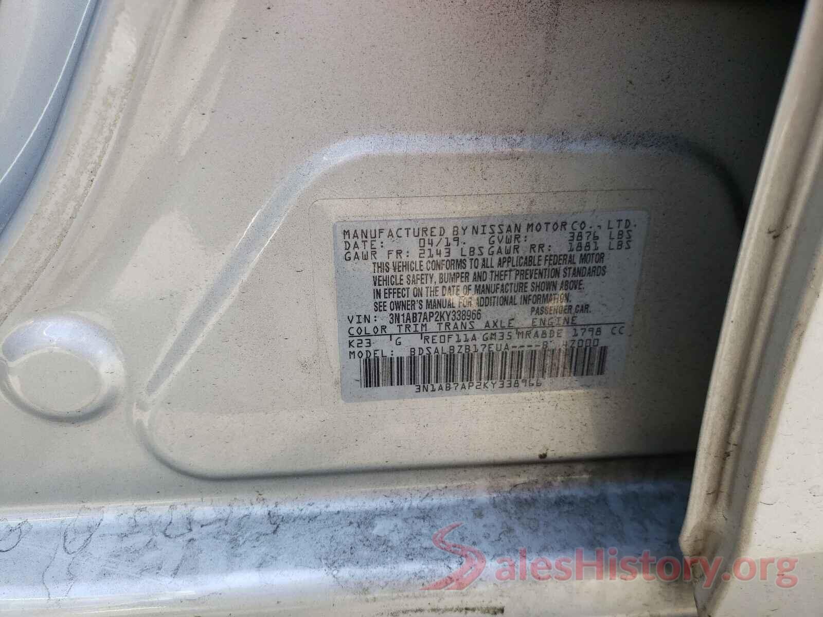 3N1AB7AP2KY338966 2019 NISSAN SENTRA