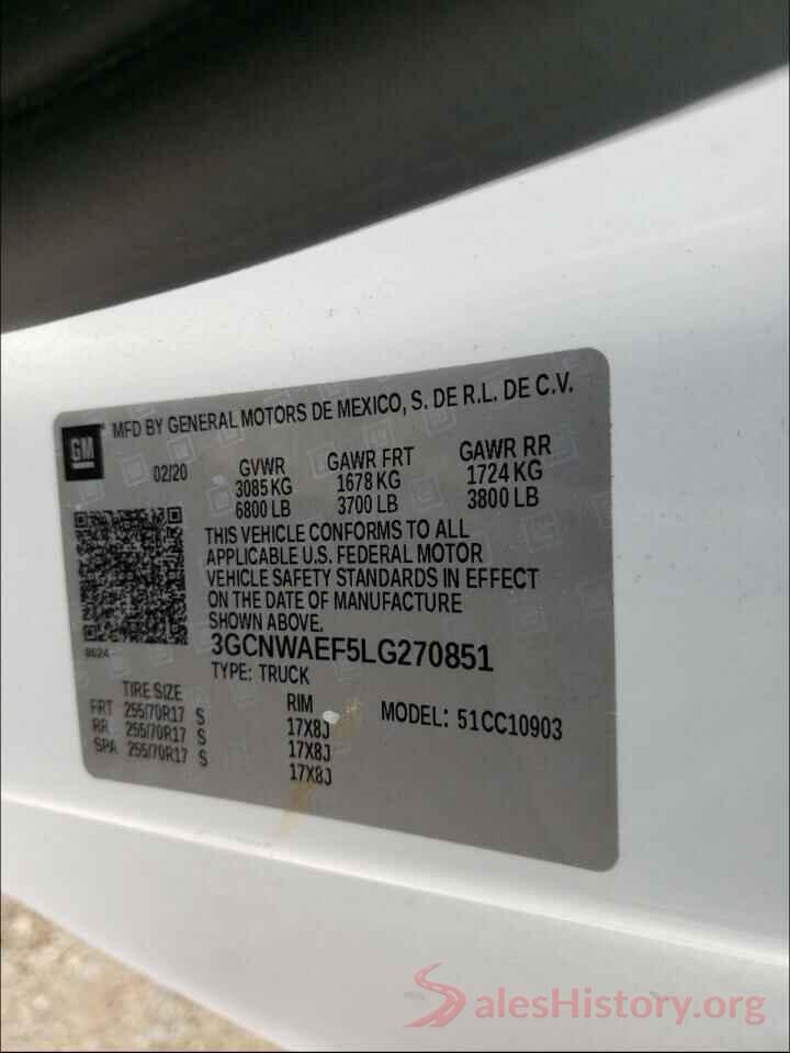 3GCNWAEF5LG270851 2020 CHEVROLET SILVERADO