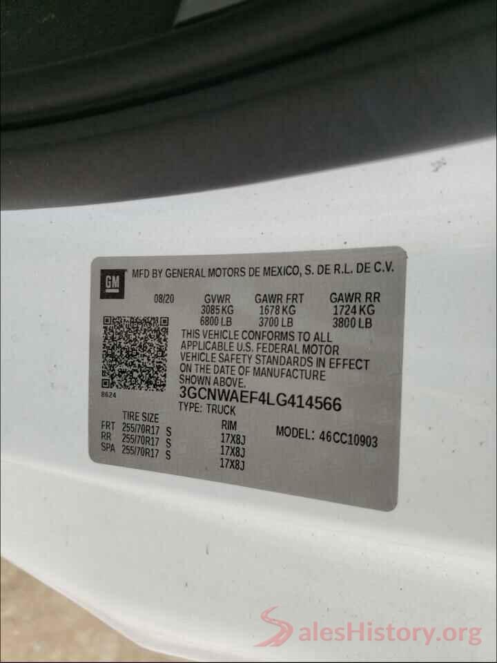 3GCNWAEF4LG414566 2020 CHEVROLET SILVERADO