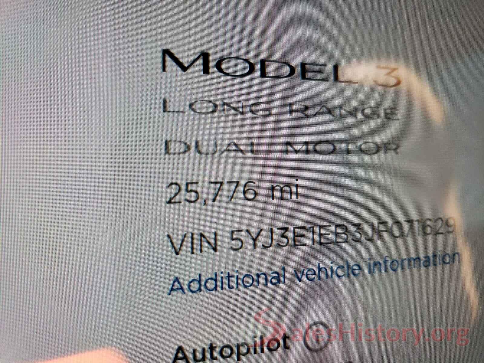 5YJ3E1EB3JF071629 2018 TESLA MODEL 3