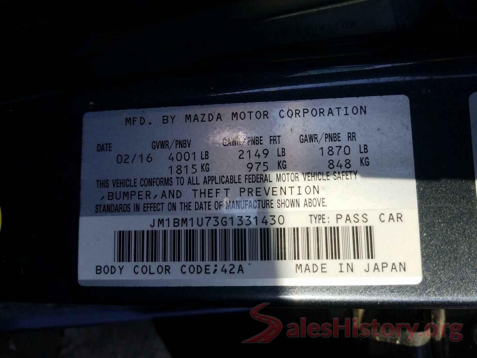 JM1BM1U73G1331430 2016 MAZDA 3