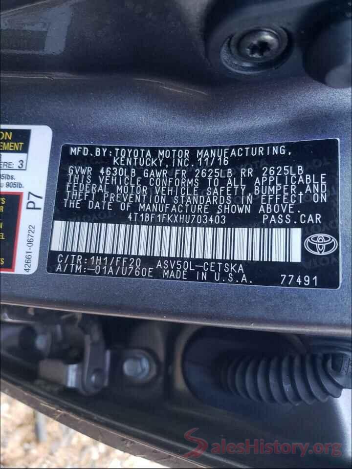 4T1BF1FKXHU703403 2017 TOYOTA CAMRY