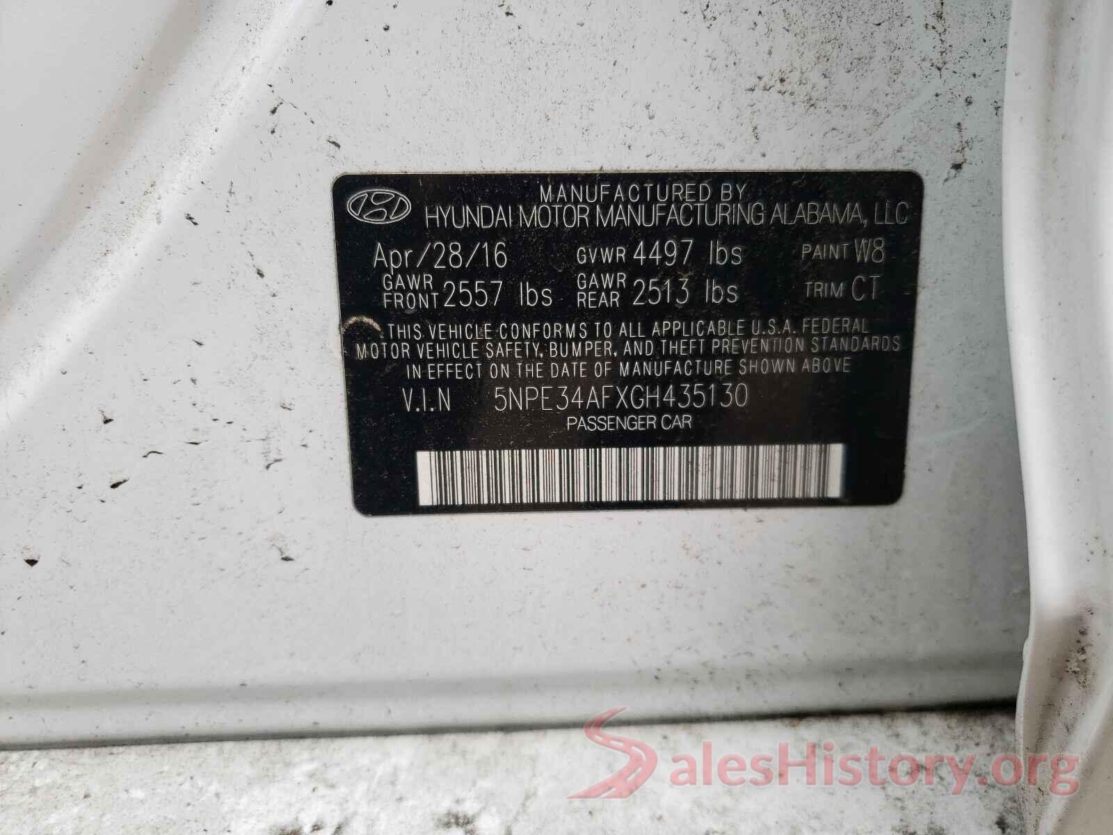 5NPE34AFXGH435130 2016 HYUNDAI SONATA