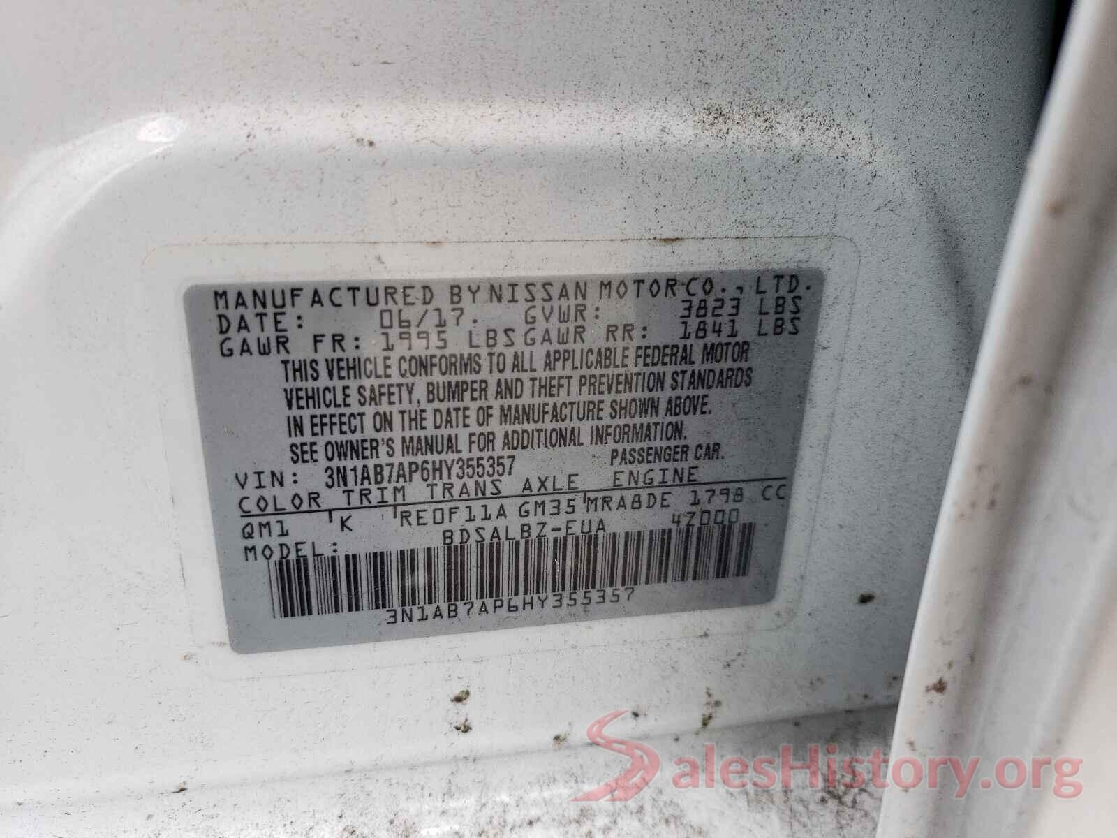 3N1AB7AP6HY355357 2017 NISSAN SENTRA