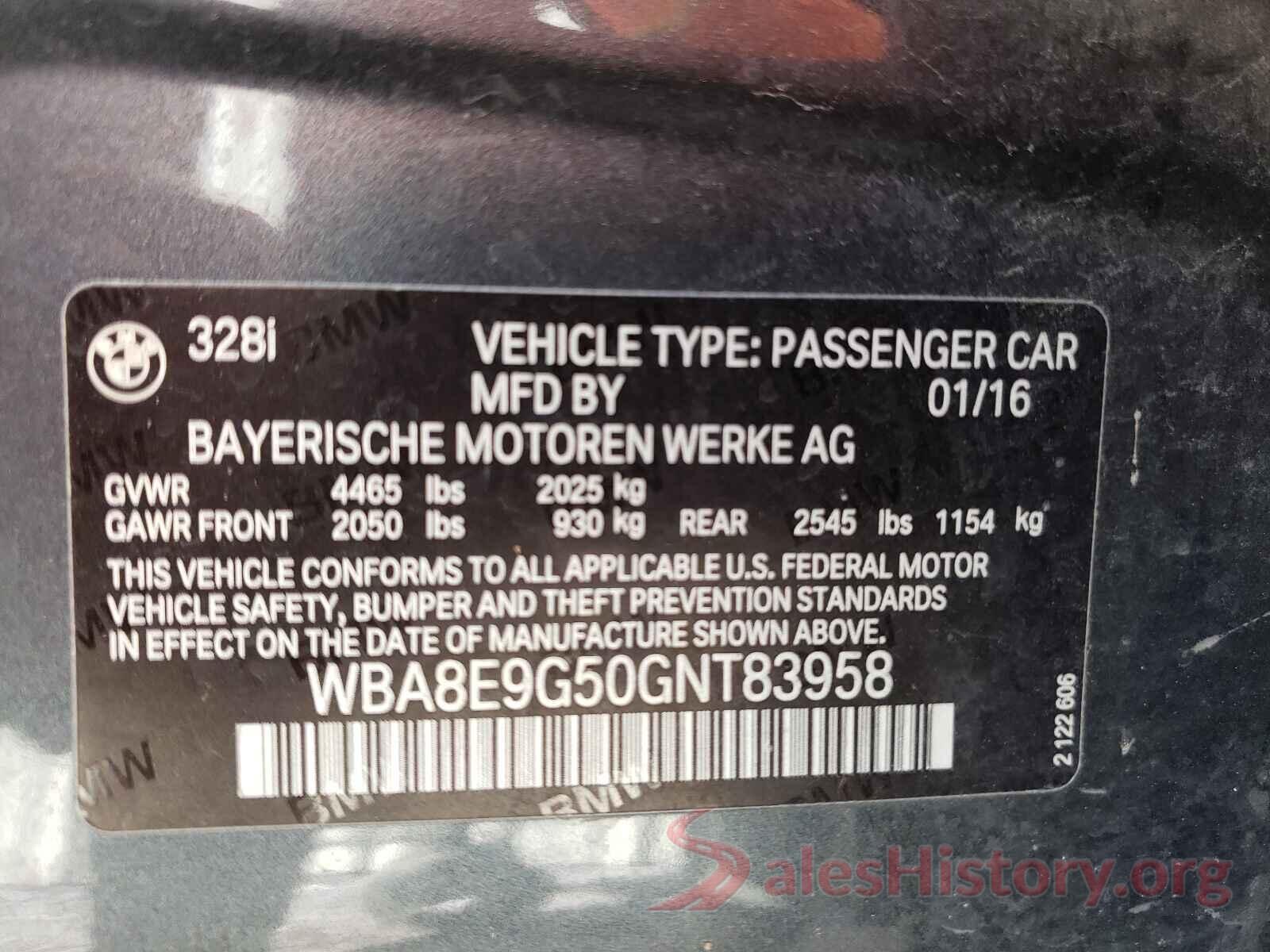 WBA8E9G50GNT83958 2016 BMW 3 SERIES