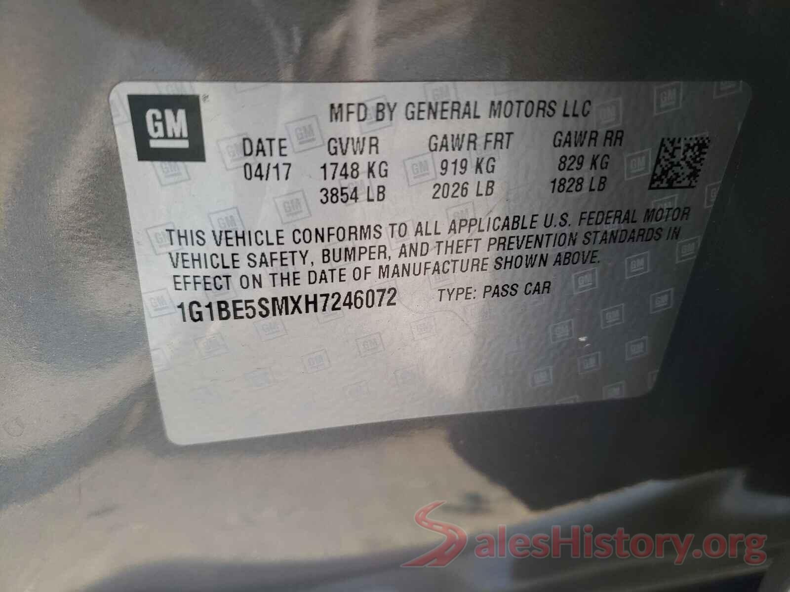 1G1BE5SMXH7246072 2017 CHEVROLET CRUZE