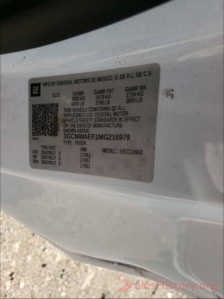 3GCNWAEF1MG216979 2021 CHEVROLET SILVERADO