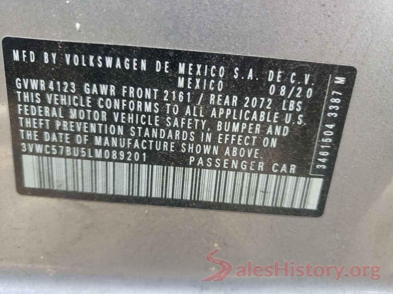 3VWC57BU5LM089201 2020 VOLKSWAGEN JETTA