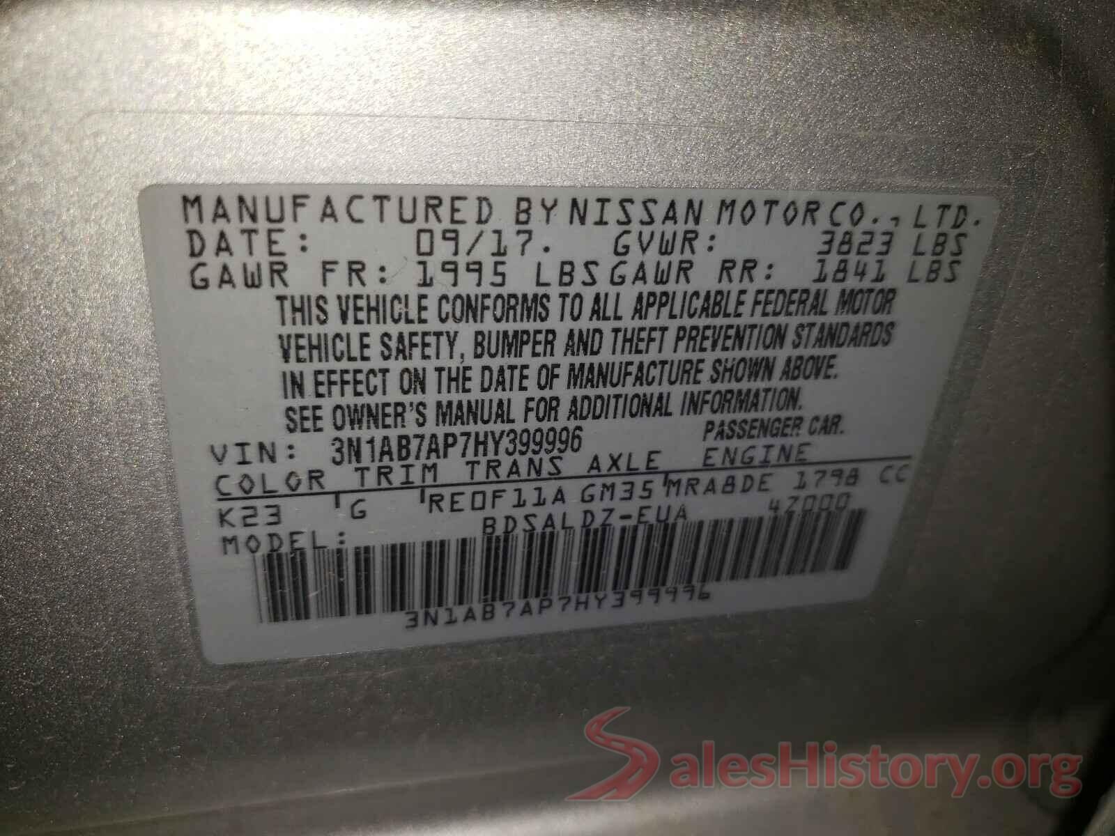 3N1AB7AP7HY399996 2017 NISSAN SENTRA