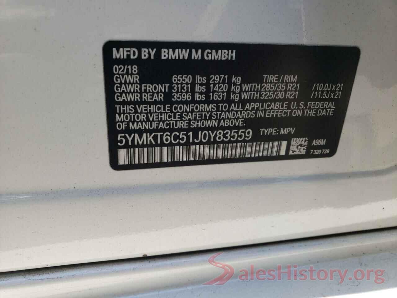 5YMKT6C51J0Y83559 2018 BMW X5