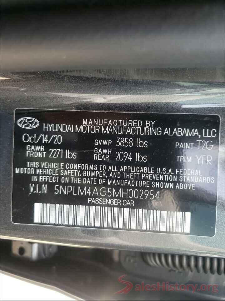 5NPLM4AG5MH002954 2021 HYUNDAI ELANTRA