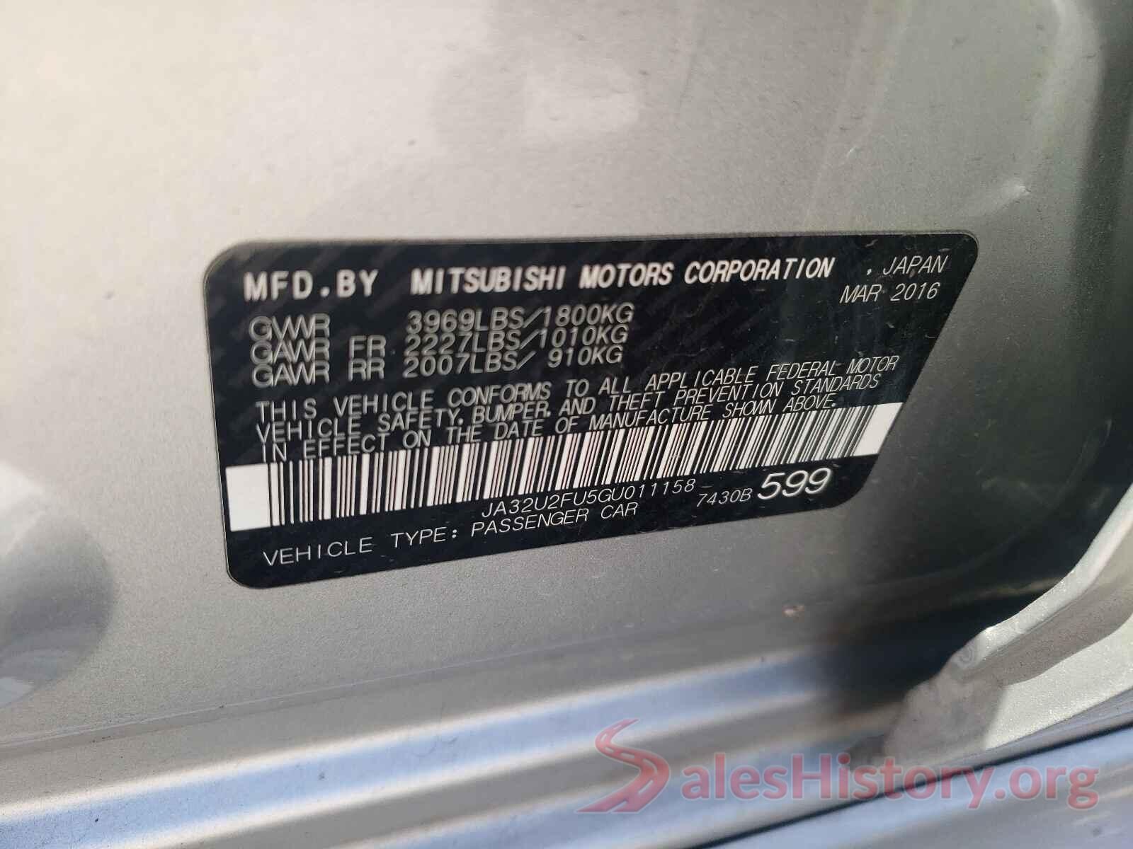 JA32U2FU5GU011158 2016 MITSUBISHI LANCER