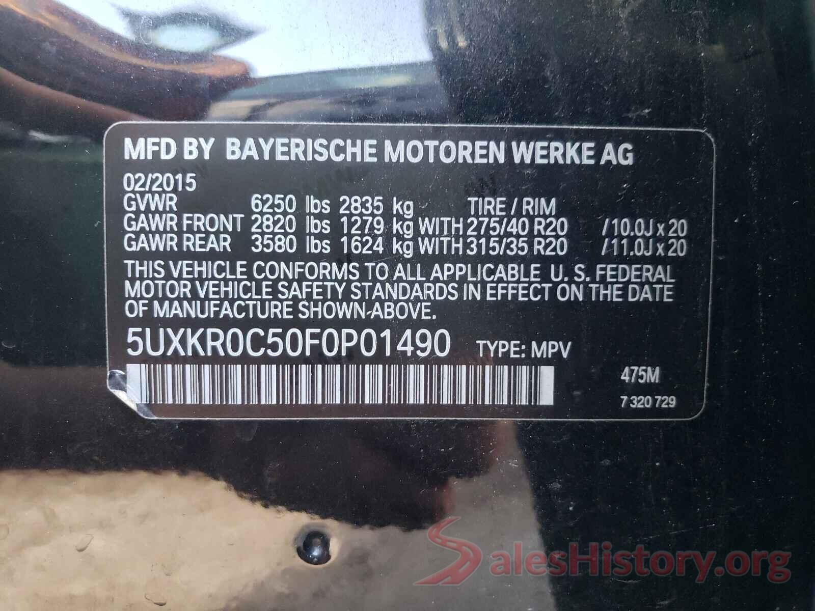 5UXKR0C50F0P01490 2015 BMW X5