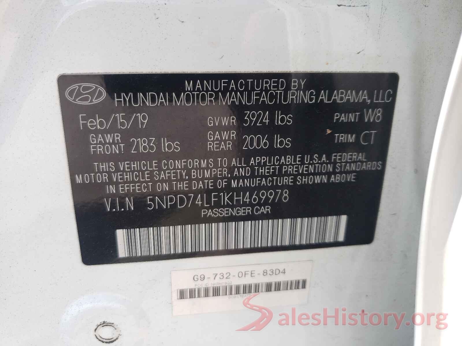 5NPD74LF1KH469978 2019 HYUNDAI ELANTRA