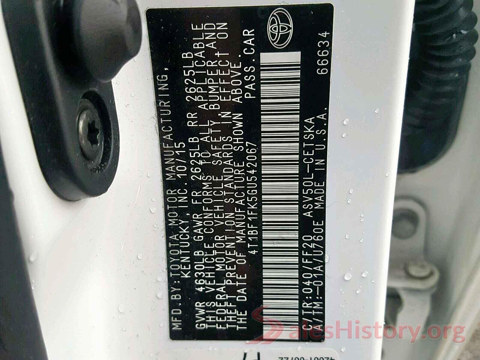 4T1BF1FK5GU542067 2016 TOYOTA CAMRY