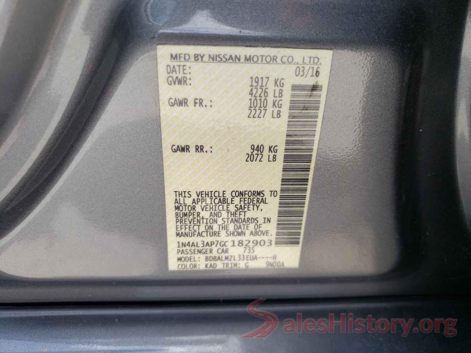 1N4AL3AP7GC182903 2016 NISSAN ALTIMA