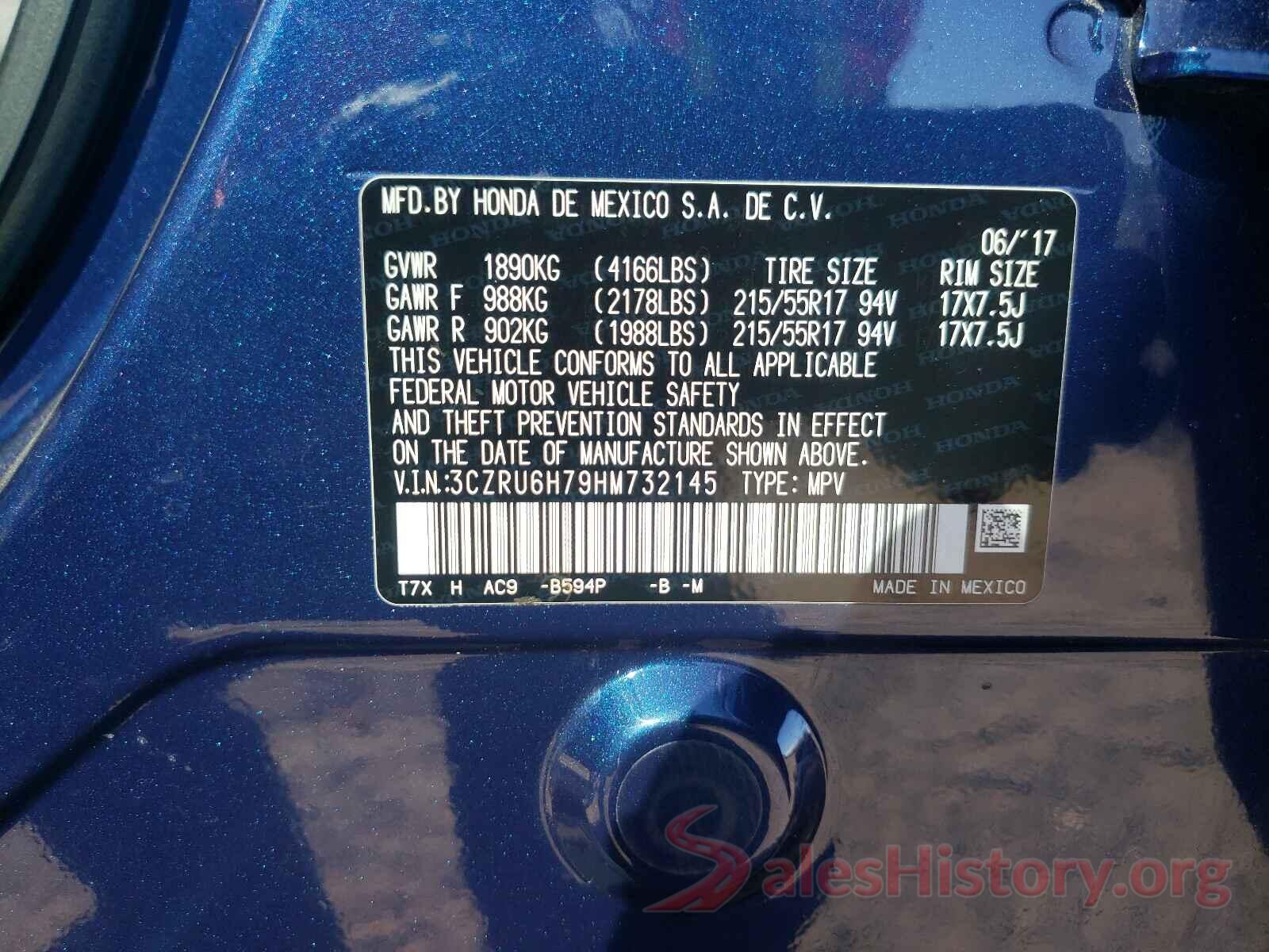 3CZRU6H79HM732145 2017 HONDA HR-V