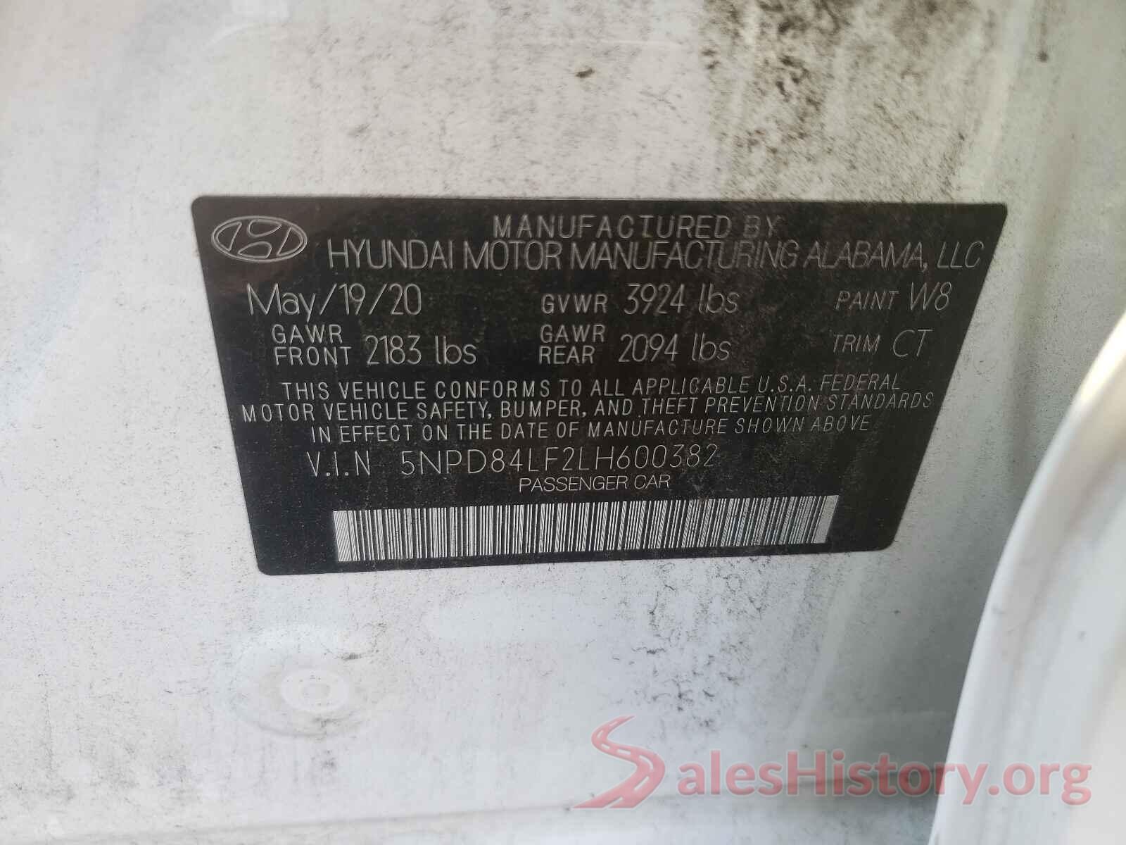 5NPD84LF2LH600382 2020 HYUNDAI ELANTRA