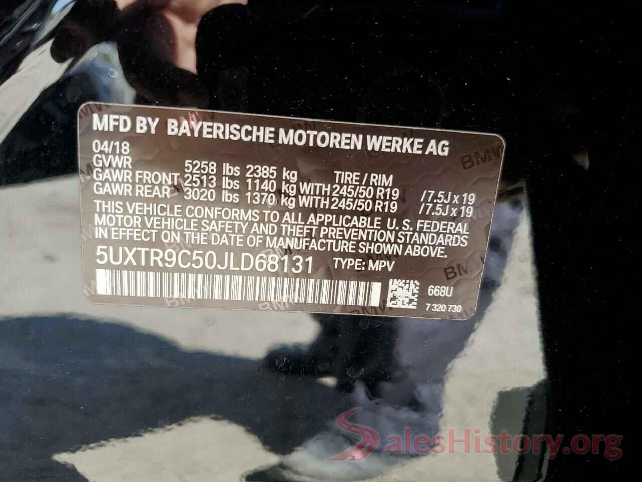 5UXTR9C50JLD68131 2018 BMW X3