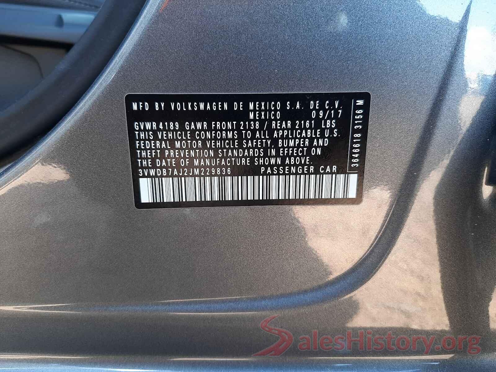 3VWDB7AJ2JM229836 2018 VOLKSWAGEN JETTA