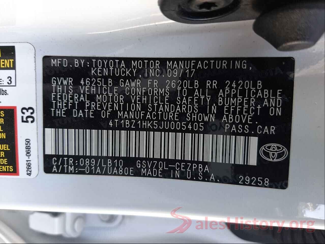 4T1BZ1HK5JU005405 2018 TOYOTA CAMRY