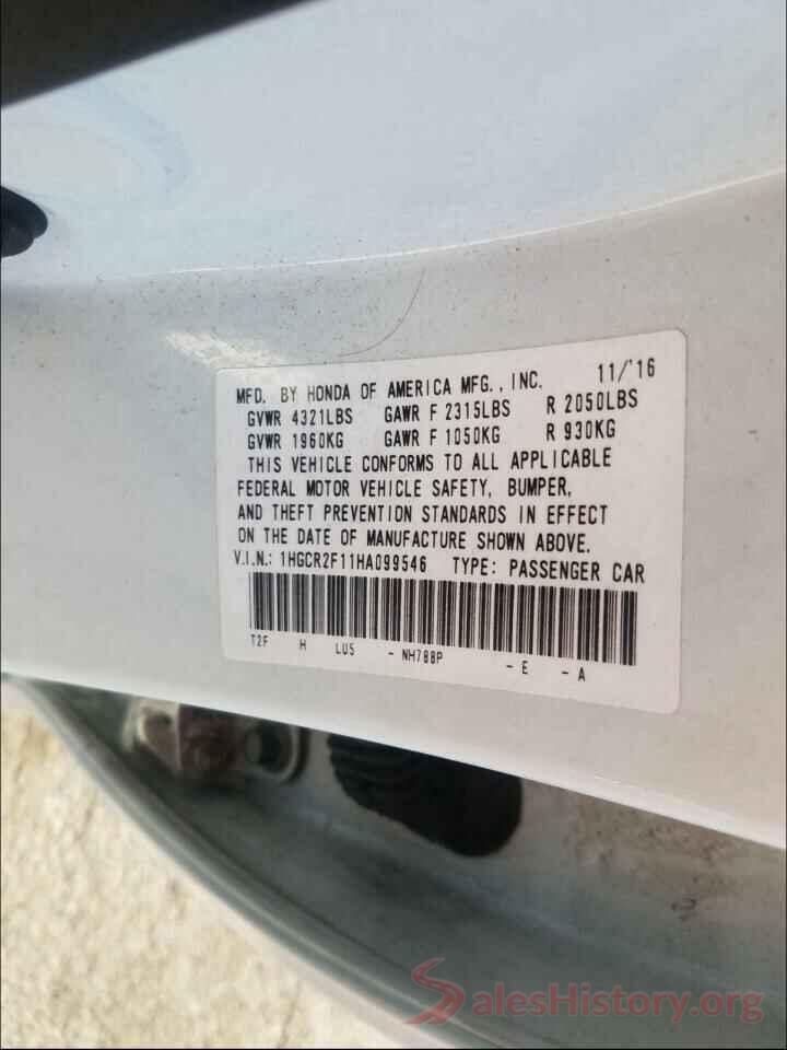 1HGCR2F11HA099546 2017 HONDA ACCORD