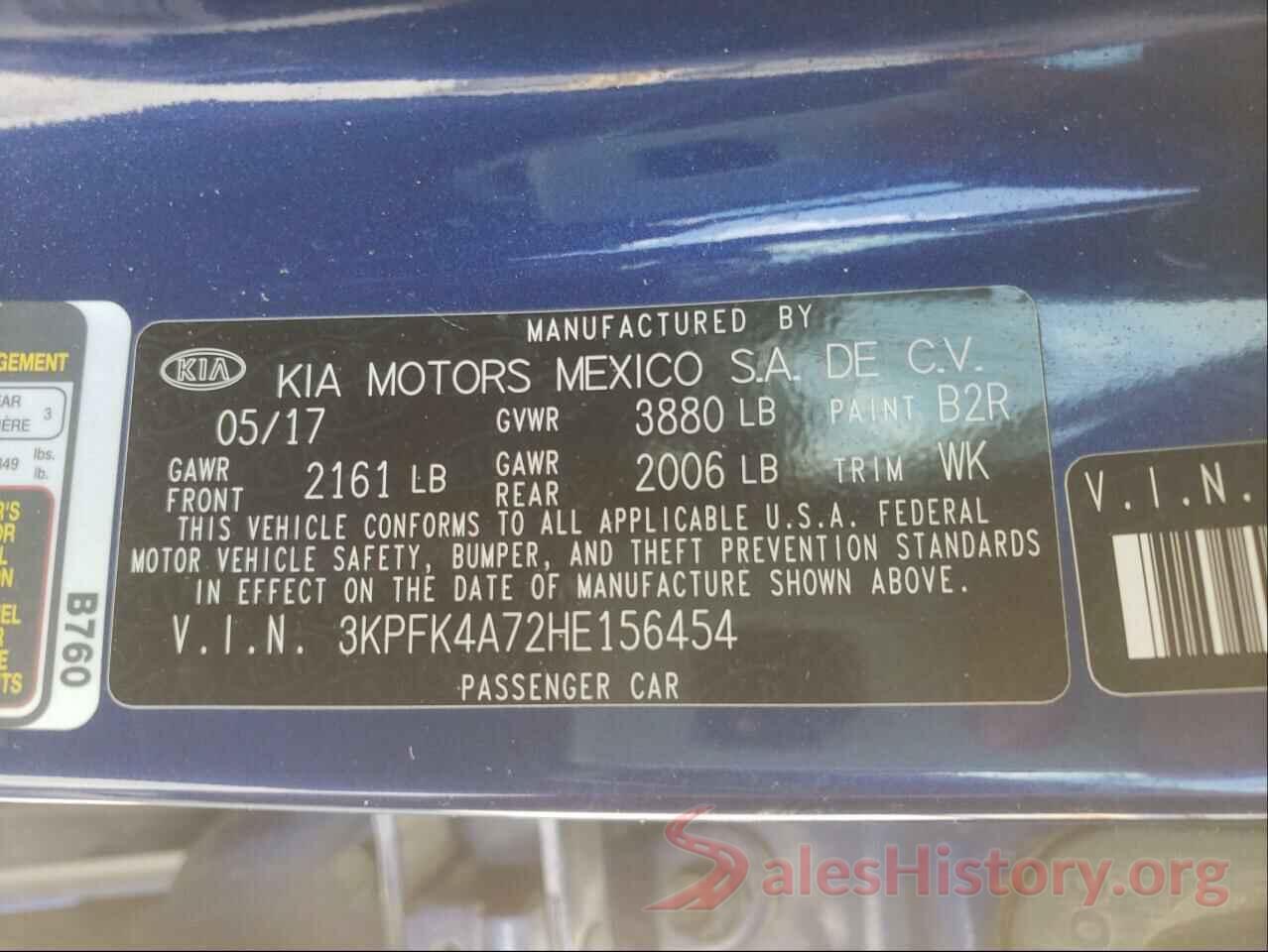 3KPFK4A72HE156454 2017 KIA FORTE