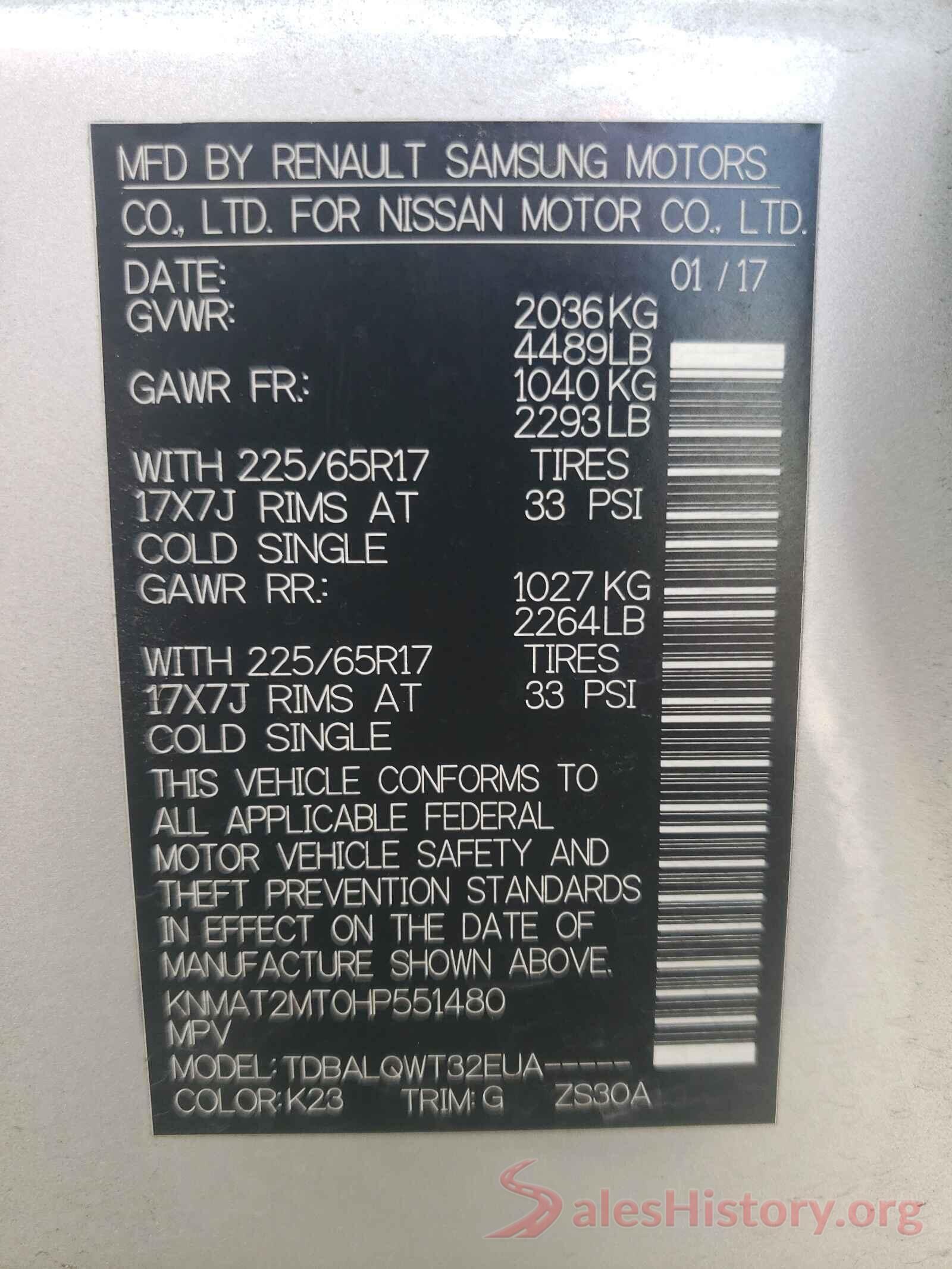 KNMAT2MT0HP551480 2017 NISSAN ROGUE