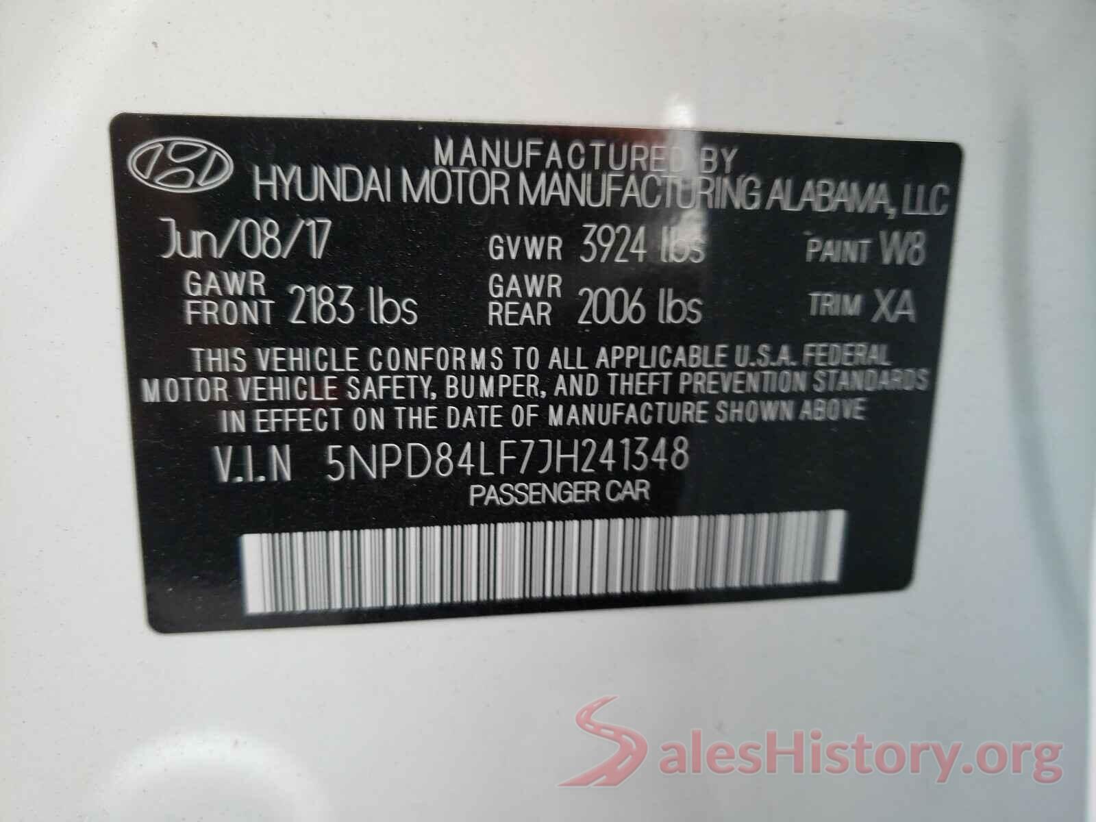 5NPD84LF7JH241348 2018 HYUNDAI ELANTRA