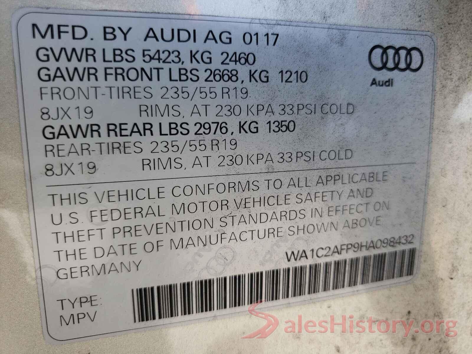 WA1C2AFP9HA098432 2017 AUDI Q5