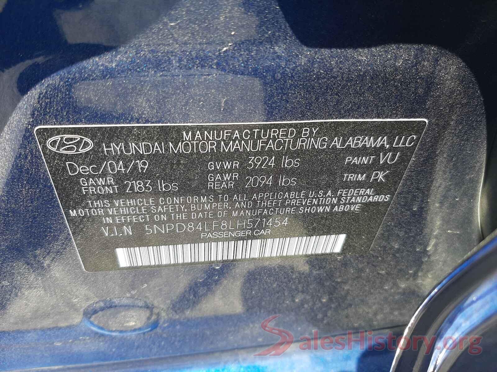 5NPD84LF8LH571454 2020 HYUNDAI ELANTRA