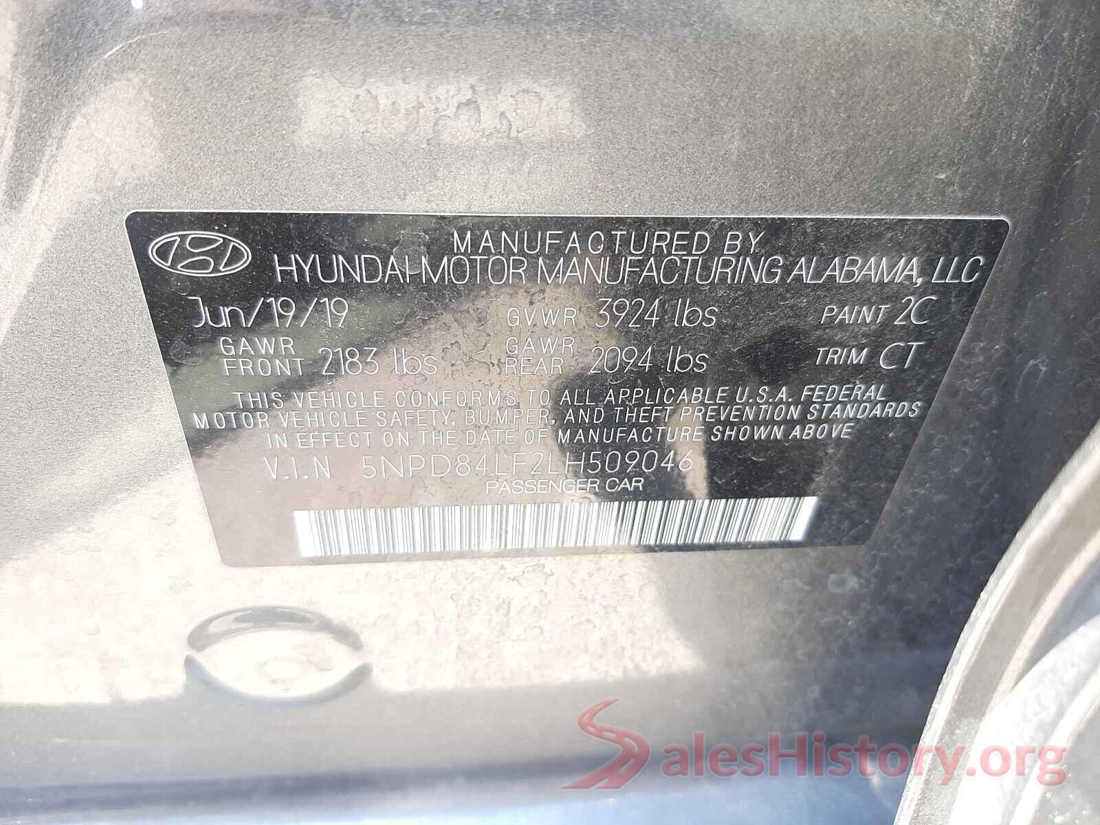 5NPD84LF2LH509046 2020 HYUNDAI ELANTRA