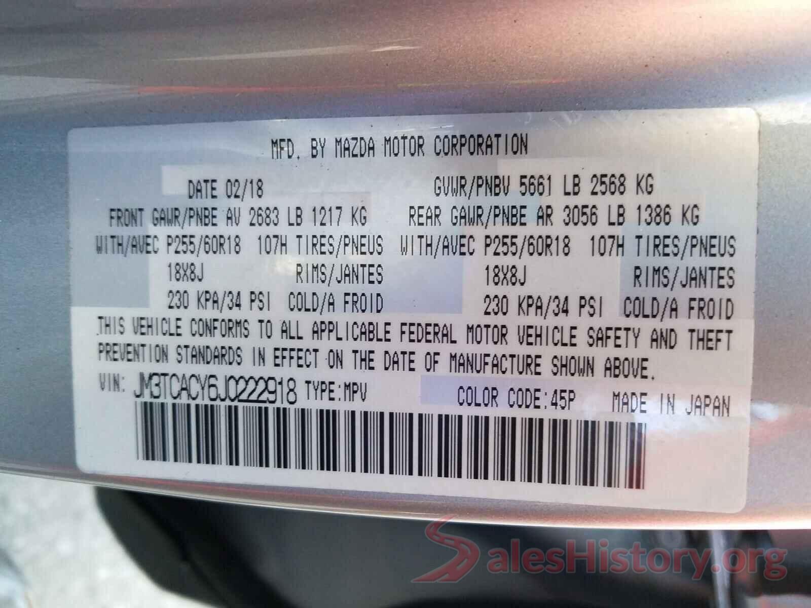 JM3TCACY6J0222918 2018 MAZDA CX-9