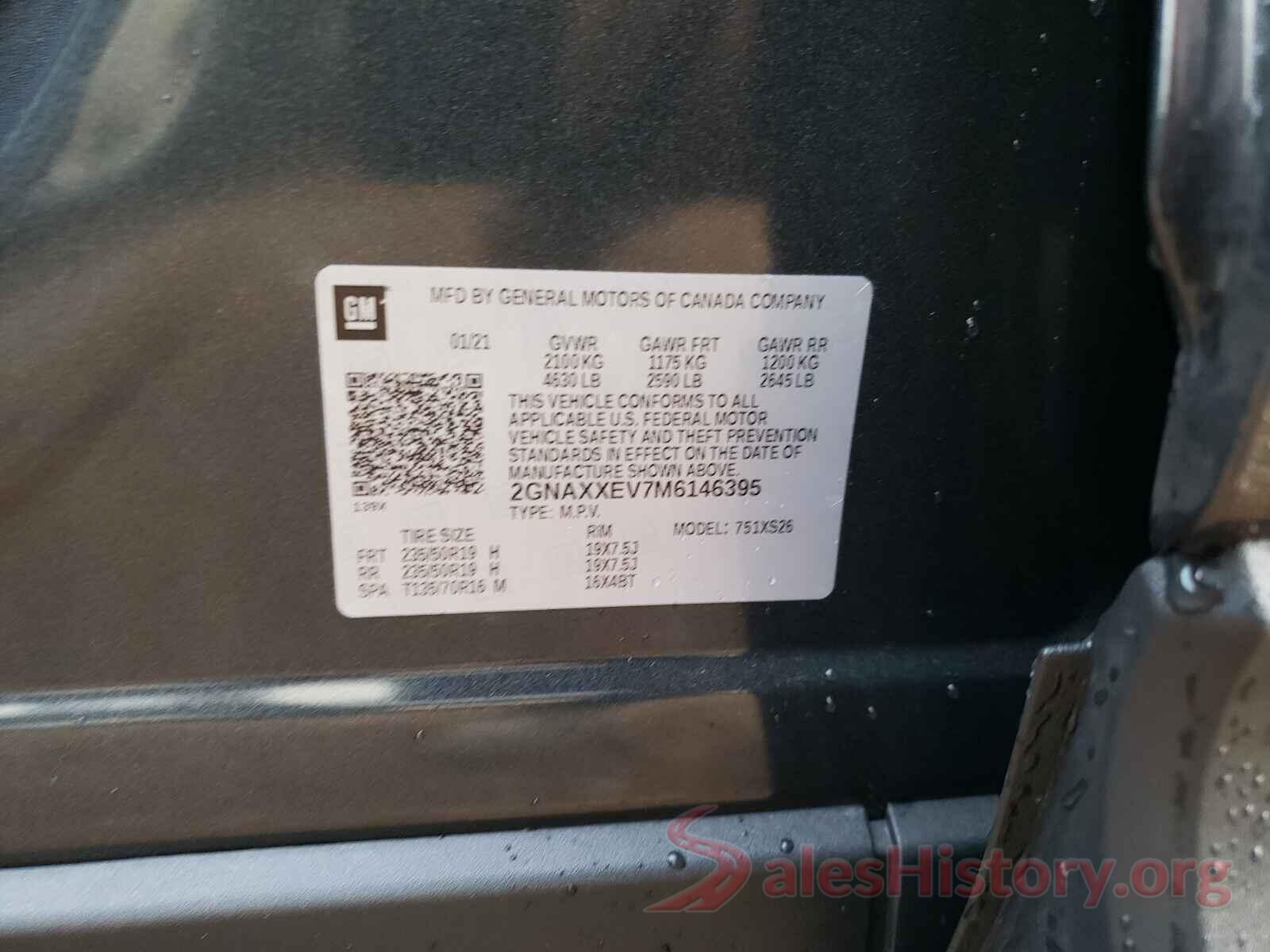 2GNAXXEV7M6146395 2021 CHEVROLET EQUINOX