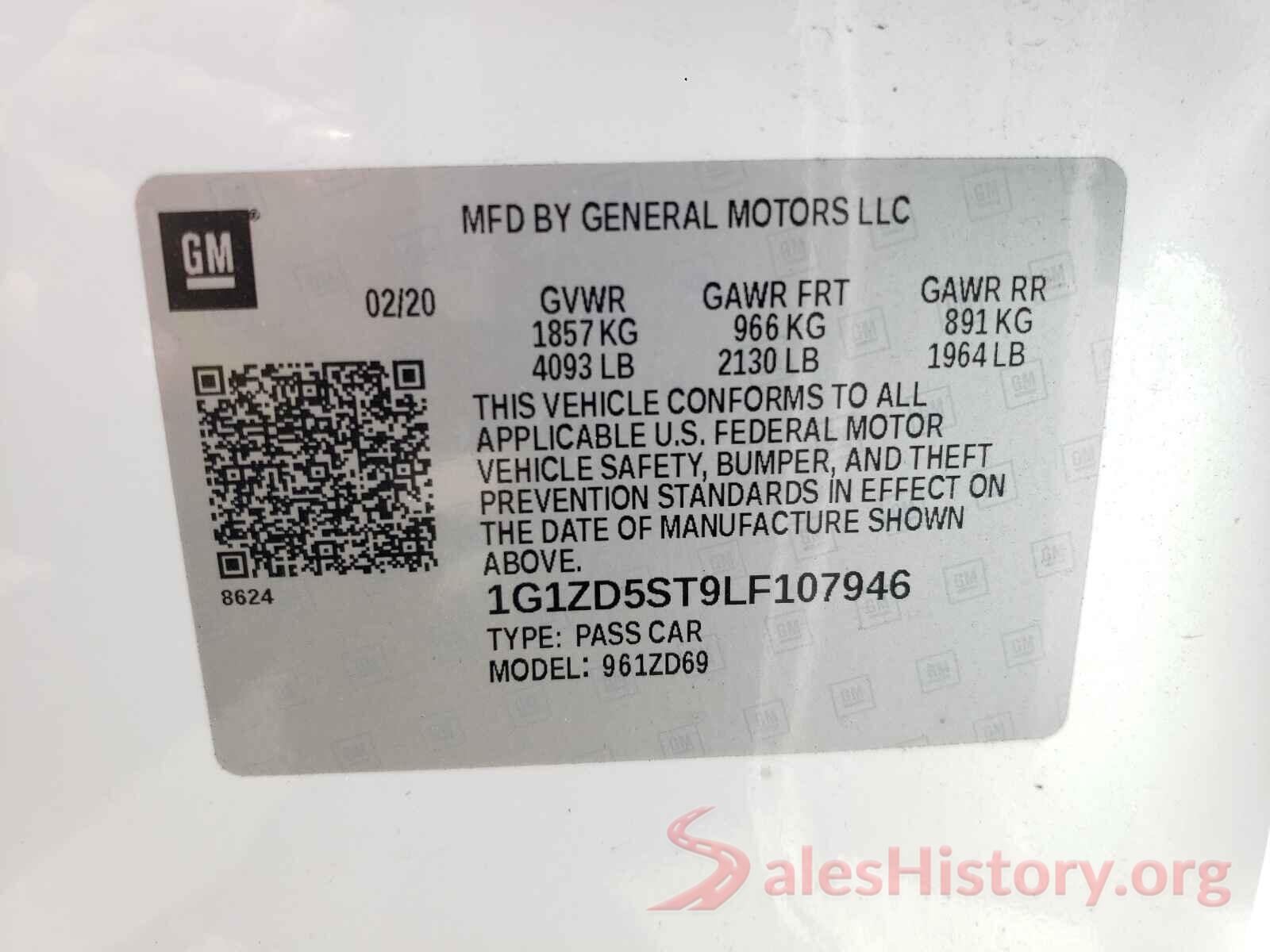 1G1ZD5ST9LF107946 2020 CHEVROLET MALIBU