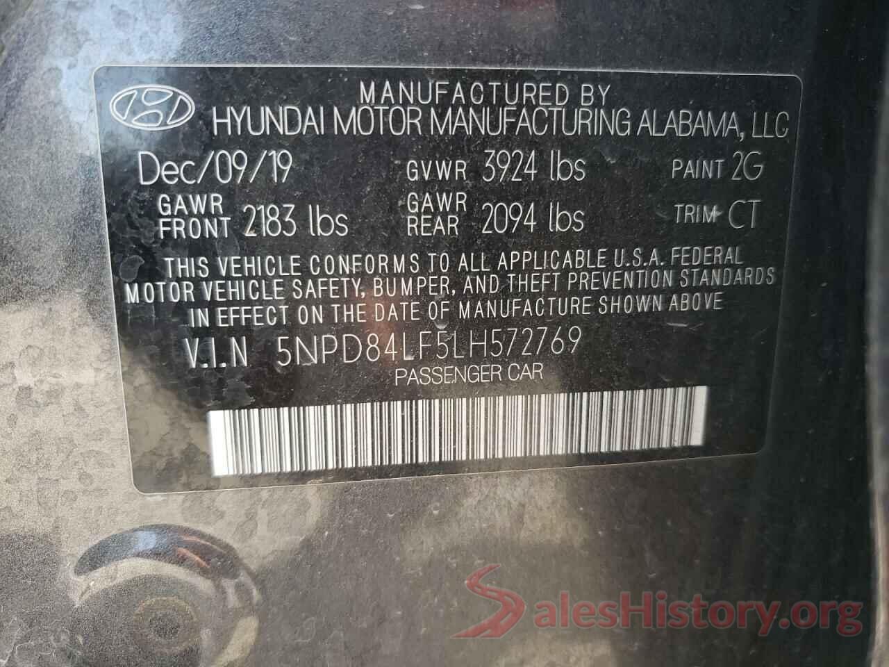 5NPD84LF5LH572769 2020 HYUNDAI ELANTRA