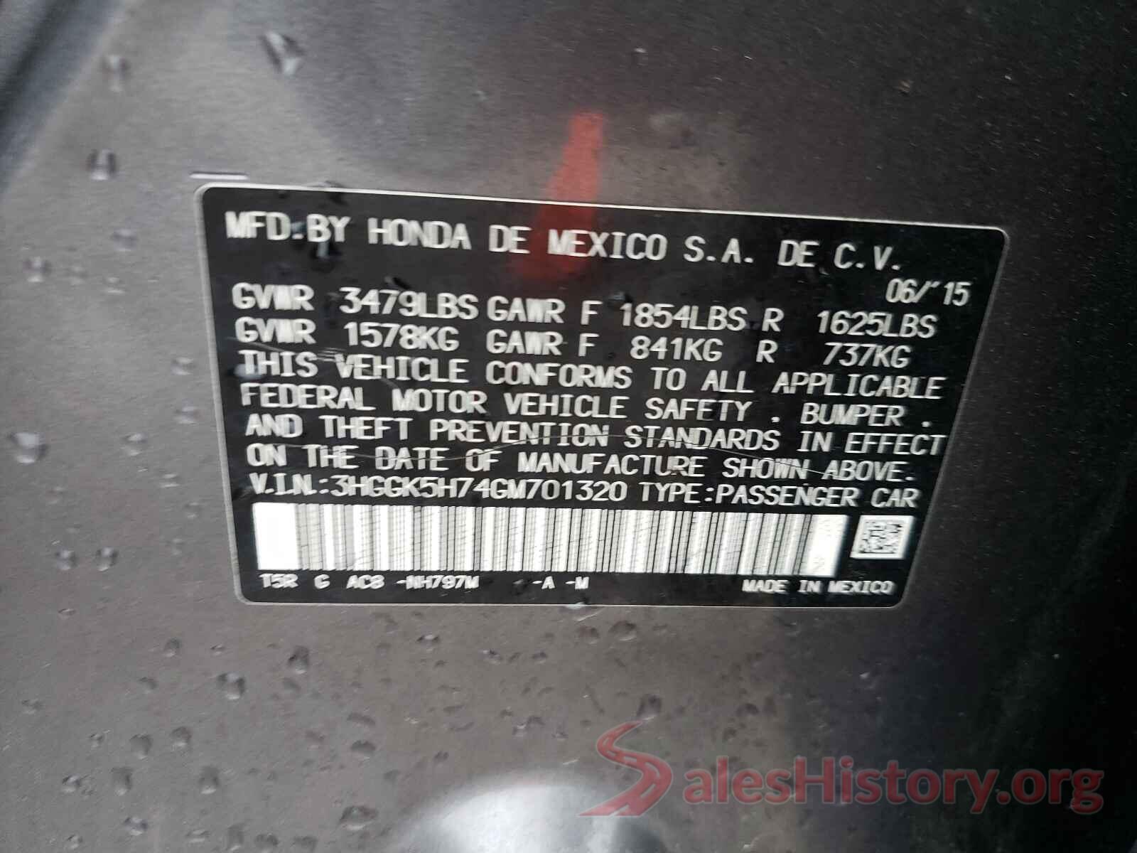 3HGGK5H74GM701320 2016 HONDA FIT