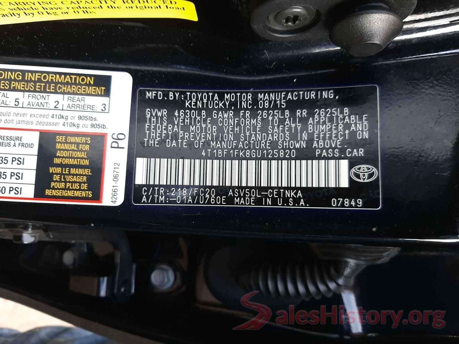 4T1BF1FK8GU125820 2016 TOYOTA CAMRY