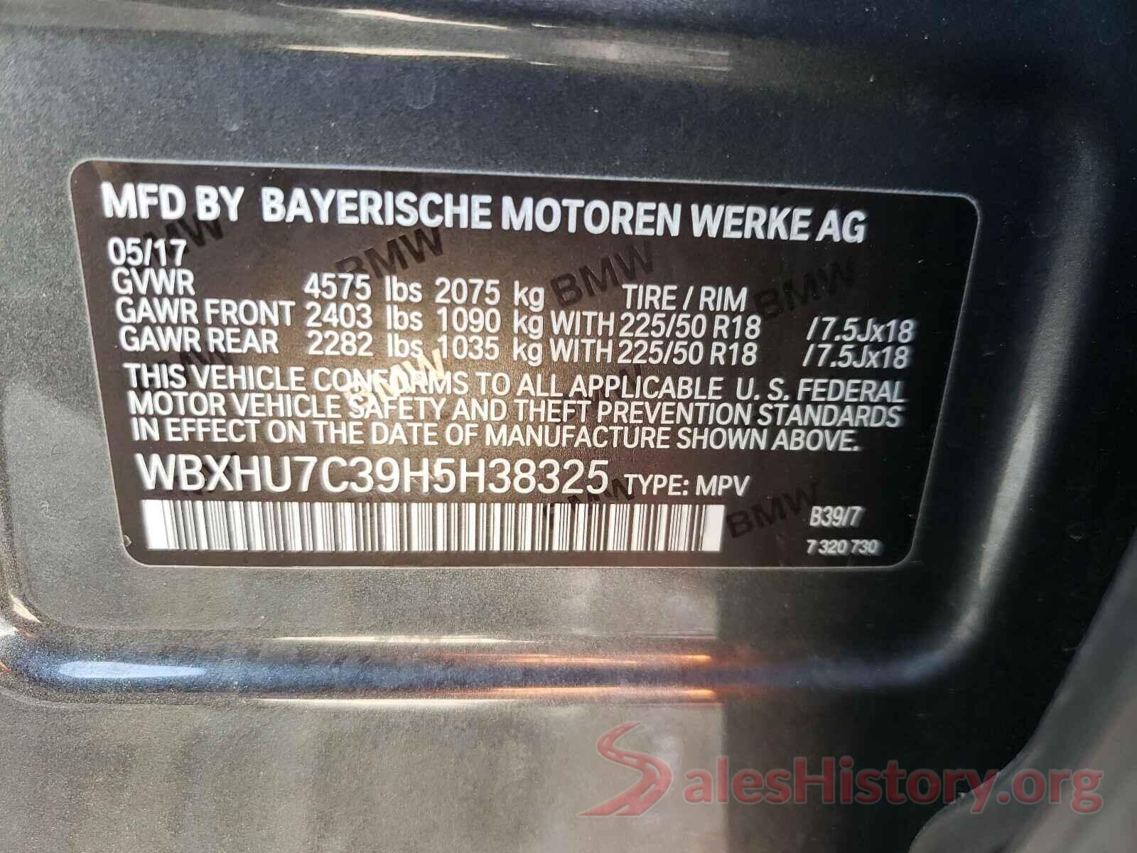 WBXHU7C39H5H38325 2017 BMW X1